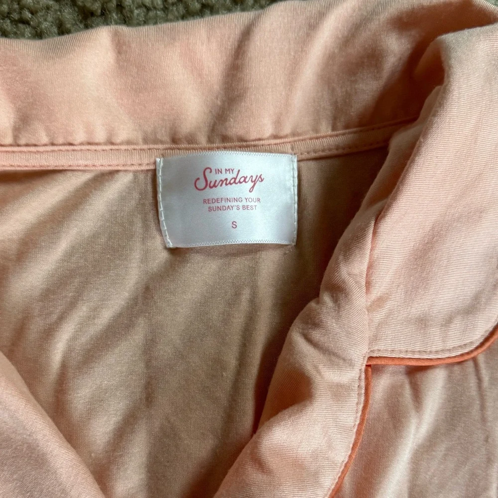 In My Sundays Peach Pink Women's Pajama Set - Soft Long Sleeve Top & Pants - Picture 4 of 7